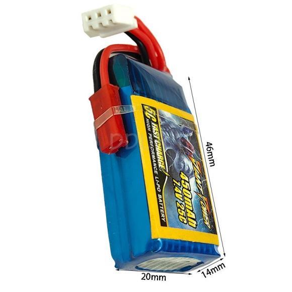 7.4V 2S 450mAh 25C锂电池电池 JST插头