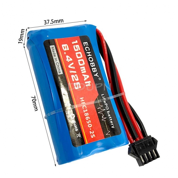 6.4V 2S 1500mAh LiFePO Battery SM4P Rev Male Plug