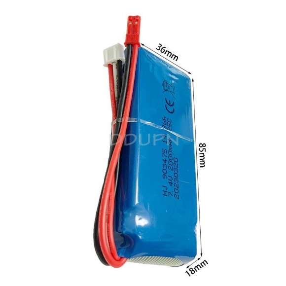 7.4V 2S 2000mAh 25C LiPo Battery JST plug