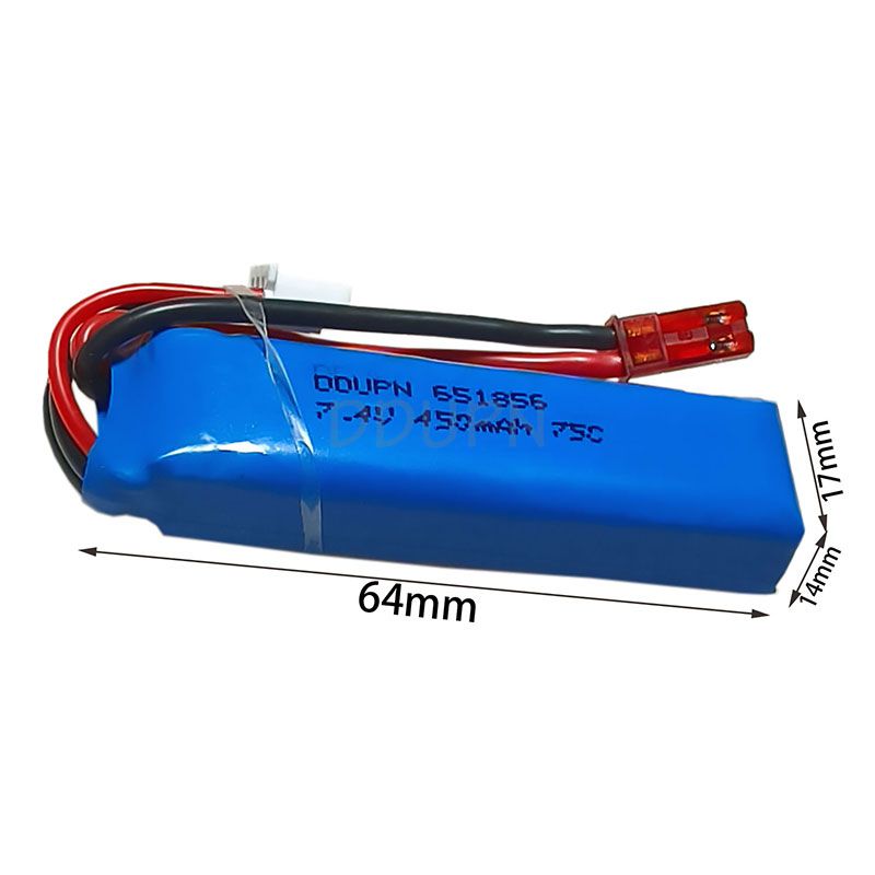 7.4V 2S 450mAh 75C LiPO Battery JST Plug