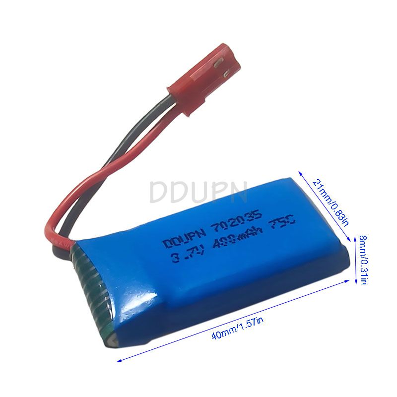 3.7V 1S 400mAh 75C LiPO Battery JST Plug