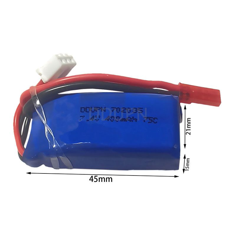 7.4V 2S 400mAh 75C LiPO Battery JST Plug