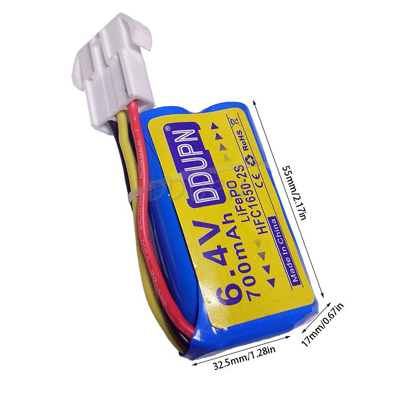 6.4V 2S 700mAh HFC1650 LiFePO Battery EL4.5 3P Rev female plug